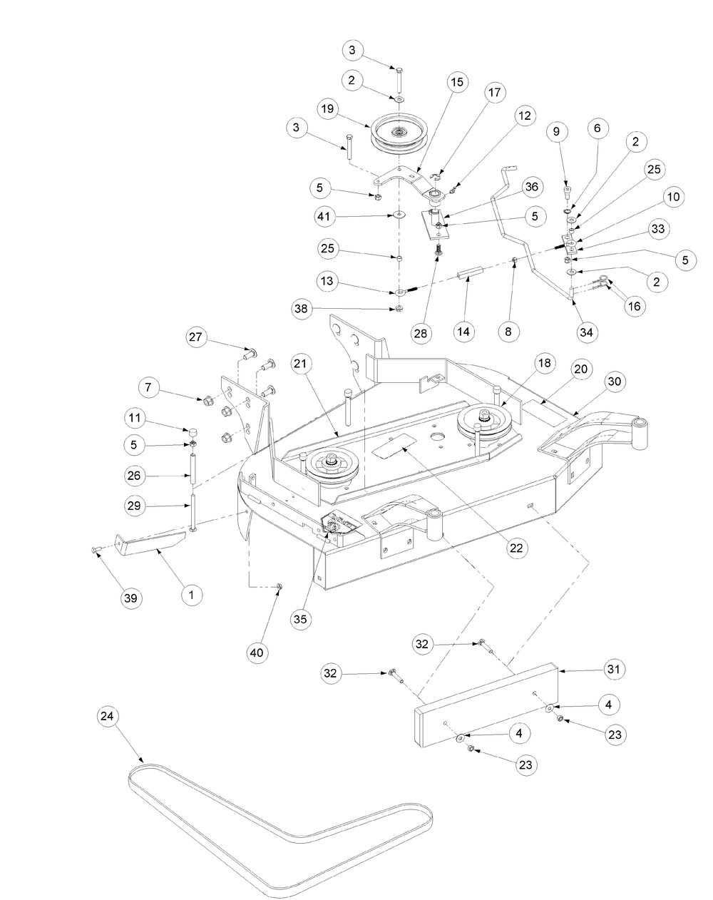 Deck Assembly 36-Inch Diagram and Parts List for H1536 55AI4HPR750-WAM Cub Cadet Lawn Mower